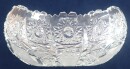 ältere schwere reich verzierte ovale Glasschale 22 x 13 cm H308