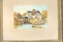 gerahmtes Aquarell v. 1891 historische Mapledurham Windmill  im Prunkrahmen H330