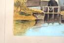 gerahmtes Aquarell v. 1891 historische Mapledurham Windmill  im Prunkrahmen H330